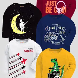 KUCHIPOO Boys Multicoloured 5 Printed Applique T-shirt-picture-31