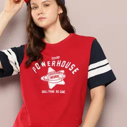 DILLINGER Typography Printed Oversized Pure Cotton T-shirt-image-48