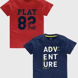 CODEZ Boys Pack OF 2 Typography Printed Cotton T-shirt-image-48