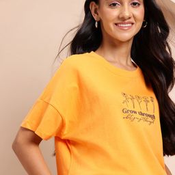 Mast & Harbour Women Floral Printed Pure Cotton T-shirt-picture-3