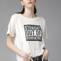 Roadster Women White & Black Printed Round Neck T-shirt-image-25