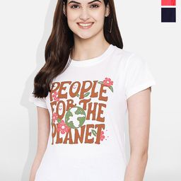 Fabflee Women Multicoloured 4 Printed Applique T-shirt-image-122