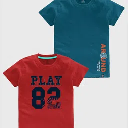 CODEZ Boys Pack OF 2 Typography Printed Cotton T-shirt-picture-22