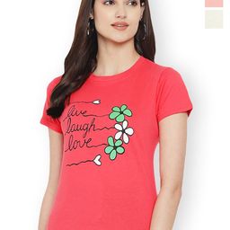 Fabflee Women Multicoloured 3 Printed Applique T-shirt-picture-43