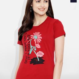 Fabflee Women Multicoloured 4 Printed Applique T-shirt-image-127