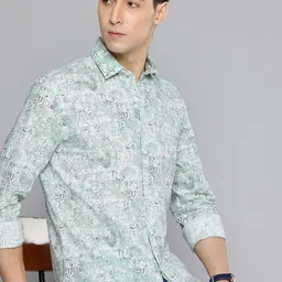 Flying Machine Slim Fit Printed Cotton Linen Casual Shirt-image-24