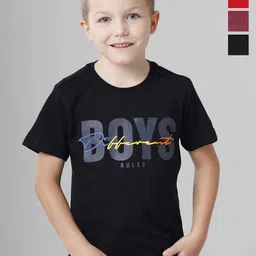 BAESD Boys Multicoloured Typography 5 Printed  T-shirt-28