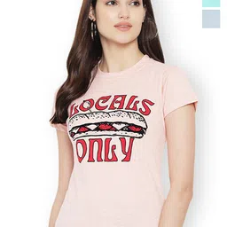 Fabflee Women Multicoloured 3 Printed Applique T-shirt-picture-36