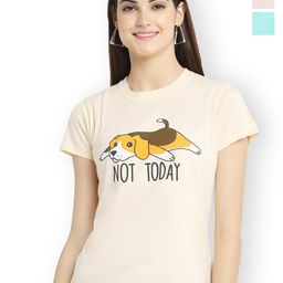 Fabflee Women Multicoloured 3 Printed Applique T-shirt-picture-16