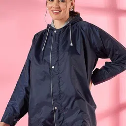 Style Quotient Navy Blue Hooded Reversible Rain Jacket-image-30