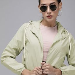 Roadster Women Green Solid Crop Tailored Hooded Jacket-12