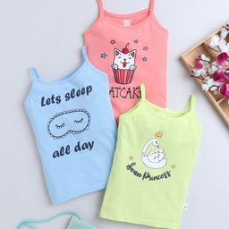 BUMZEE Infant Girls Pack Of 3 Printed Cotton Camisoles-55