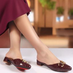 Carlton London Textured Party Block Mules with Buckles-3