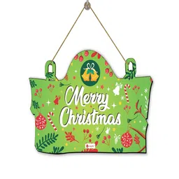 Indigifts Green Merry Christmas Wooden Mini Wall Hanging-image-56