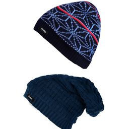 Knoty Pack of 2 Men Blue & Teal Blue Self Design Beanie-picture-40