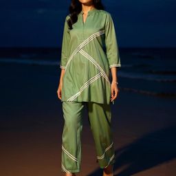 Zummer Self Design Pure Cotton Tunic With Trouser Co-Ords-image-32