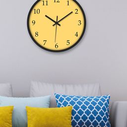 OLIVE TREE Black & Yellow Round Contemporary Wall Clock-22