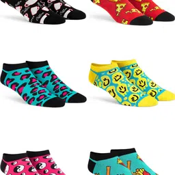 Dynamocks Unisex Pack Of 6 Patterned Ankle Length Socks-picture-34