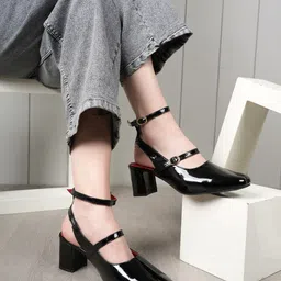 DressBerry Women Block Heel Mary Janes With Ankle Loop-25