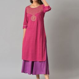 AURELIA Women Flared Chambray Cropped Ethnic Palazzos-image-97