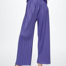 MANGO Women Purple High-Rise Pleated Sustainable Trousers-image-60