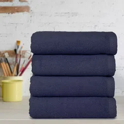 DREAM WEAVERZ Navy blue 4 Pieces Cotton 550 GSM Hand Towels-picture-13