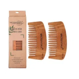 OROSSENTIALS Set Of 2 Neem Wooden Detangle Comb- Brown-29