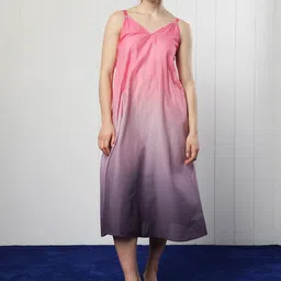 RAREISM Ombre V-Neck Shoulder Strap A-Line Maxi Slip Dress-image-66