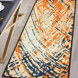Story@home White & Yellow Printed Anti-skid Floor Carpet-19