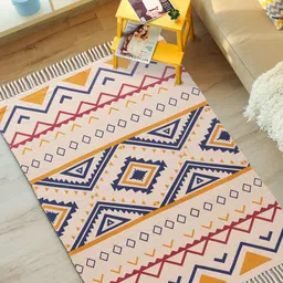 URBAN SPACE Cream Cream-Coloured Printed Cotton Carpet-30