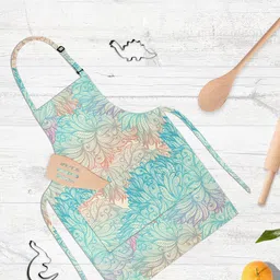 ArtzFolio Kids Blue & Cream Colored Printed Cotton Aprons-30