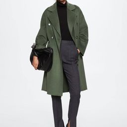 MANGO Women Olive Green Solid Oversized Longline Overcoat-picture-21