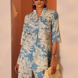 Libas Floral Printed A-Line Tunic With Palazzo Co-Ords-picture-3