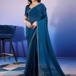 KALINI Embellished Beads and Stones Pure Chiffon Saree-image-27