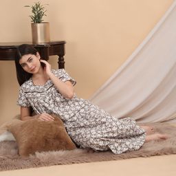 Sweet Dreams Floral Printed Pure Cotton Maxi Nightdress-image-13