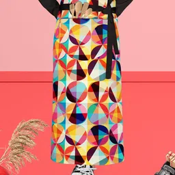 ArtzFolio Yellow & Blue Printed Pure Cotton Waist Apron-image-52