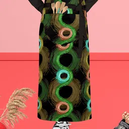 ArtzFolio Green & Black Printed Pure Cotton Waist Apron-22