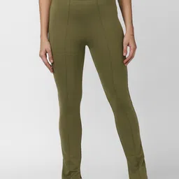 FOREVER 21 Women Olive Green Solid High-Rise Trousers-picture-24