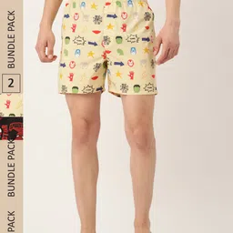 Kook N Keech Men Pack of 2 Printed Pure Cotton Boxers KS22M716-Cream-picture-23