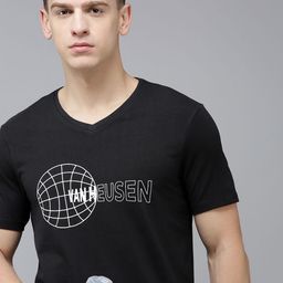 Van Heusen Flex Men Brand Logo Printed V-Neck Yoga T-shirt-image-50