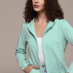 Macy's Karen Scott Women Green Solid Hooded Sweatshirt-image-42