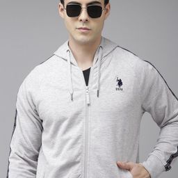 U S Polo Assn Men Grey Long Sleeves Hooded Sweatshirt-picture-49