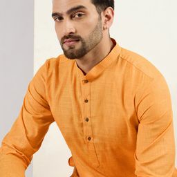 House of Pataudi Mandarin Collar Cotton Straight Kurta-image-57