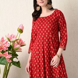 ao services Ethnic Motifs Printed Round Neck Anarkali Kurta-picture-39
