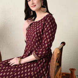 ao services Ethnic Motifs Printed Round Neck Anarkali Kurta-picture-21