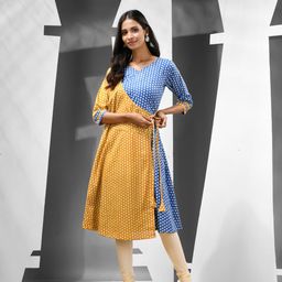 Charukriti Ethnic Motifs Printed Cotton Angrakha Kurta-28