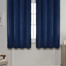 STITCHNEST Blue 2 Pieces Velvet Black Out Window Curtains-image-52
