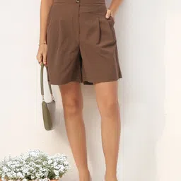 DressBerry Minimalist Trendsetter Pleated Women Shorts-image-23