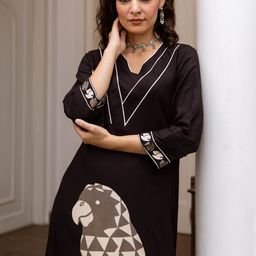 Indo Era Quirky Printed Straight Kurta With Trousers-11