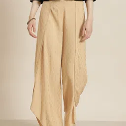 Juniper Women Beige & Golden Ethnic Print Dhoti Pants-image-44